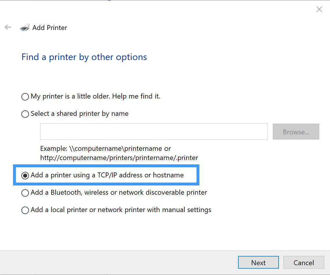 Add A Printer Manually